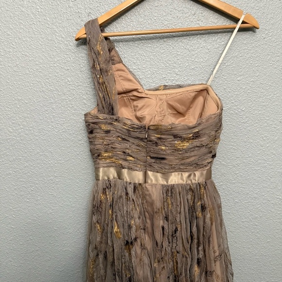 Aidan Mattox One Shoulder Dress Size 4 EUC Metallic - Picture 6 of 9